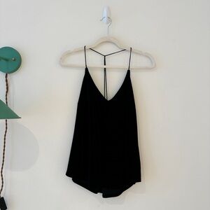 Sunset + Spring Bloomingdale’s Black Velvet Camisole V-Neck Tank Top